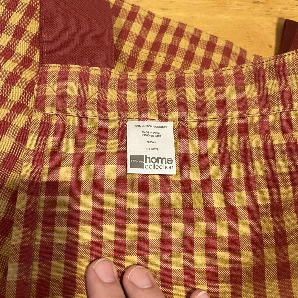 JCPenney Home Country Red Yellow Gingham Valance Tab Button 60x36